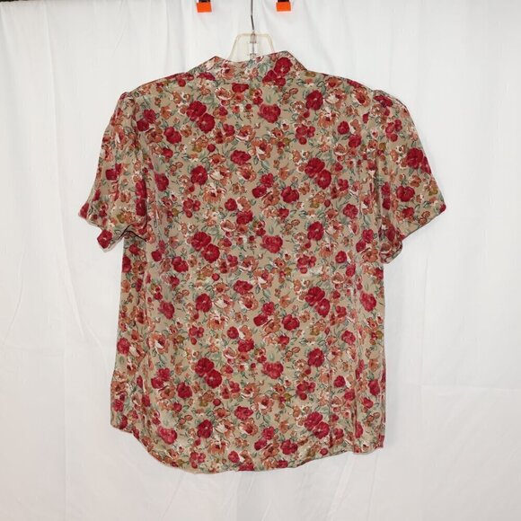Amazon Oversstar Blouse Women Size Mediume Brown Floral Short Sleeve - Picture 5 of 8